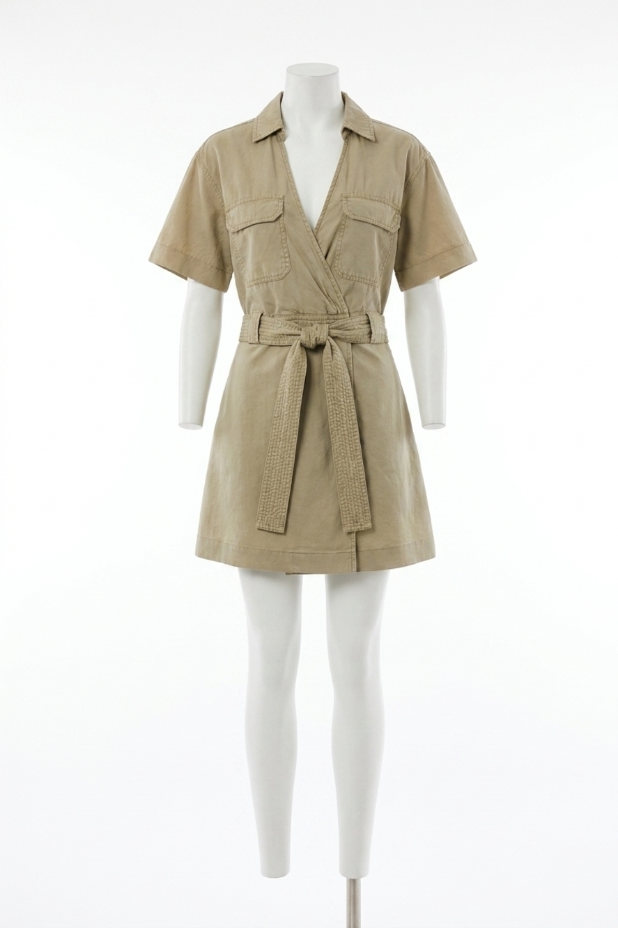 NEW RAILS natalie sleek tie-belt dress in beige